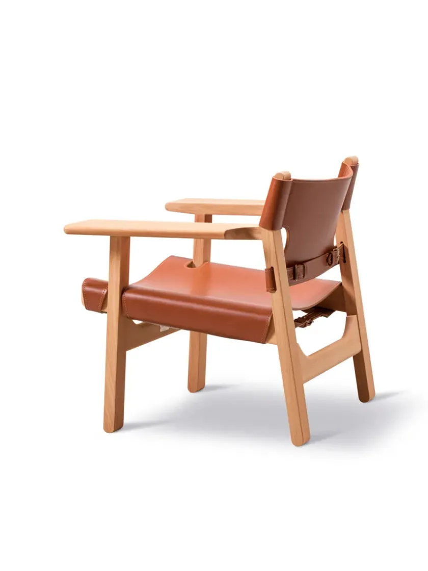 Fredericia Furniture Den Spanske Stol i sort læder, røget eg olie af Børge Mogensen> Lænestole