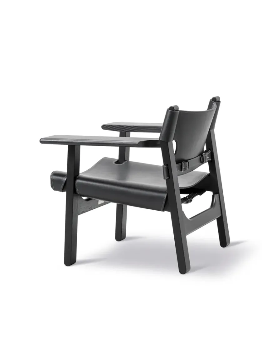 Fredericia Furniture Den Spanske Stol i sort læder, eg olie af Børge Mogensen> Lænestole