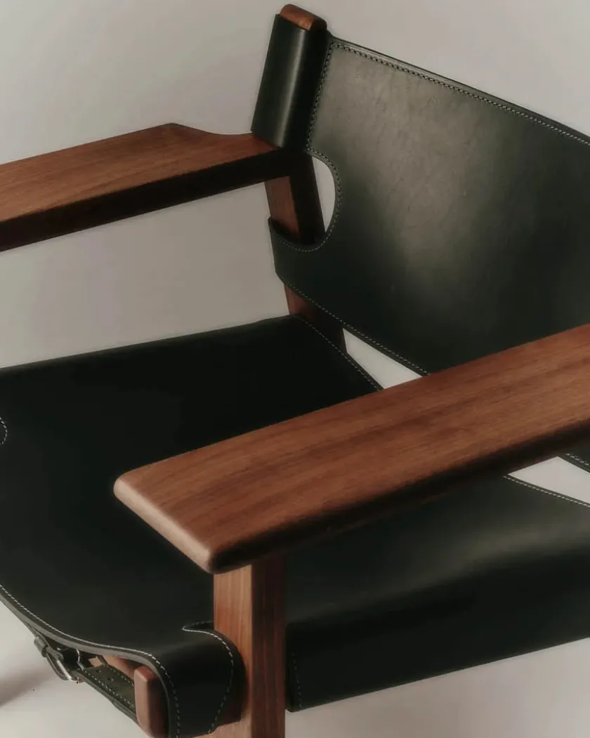 Fredericia Furniture Den Spanske Stol i sort læder, eg olie af Børge Mogensen> Lænestole