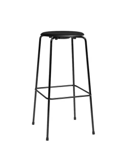 Fritz Hansen Dot Høj Barstol m. 4 ben, sort stel/sort læder af Arne Jacobsen> Barstole
