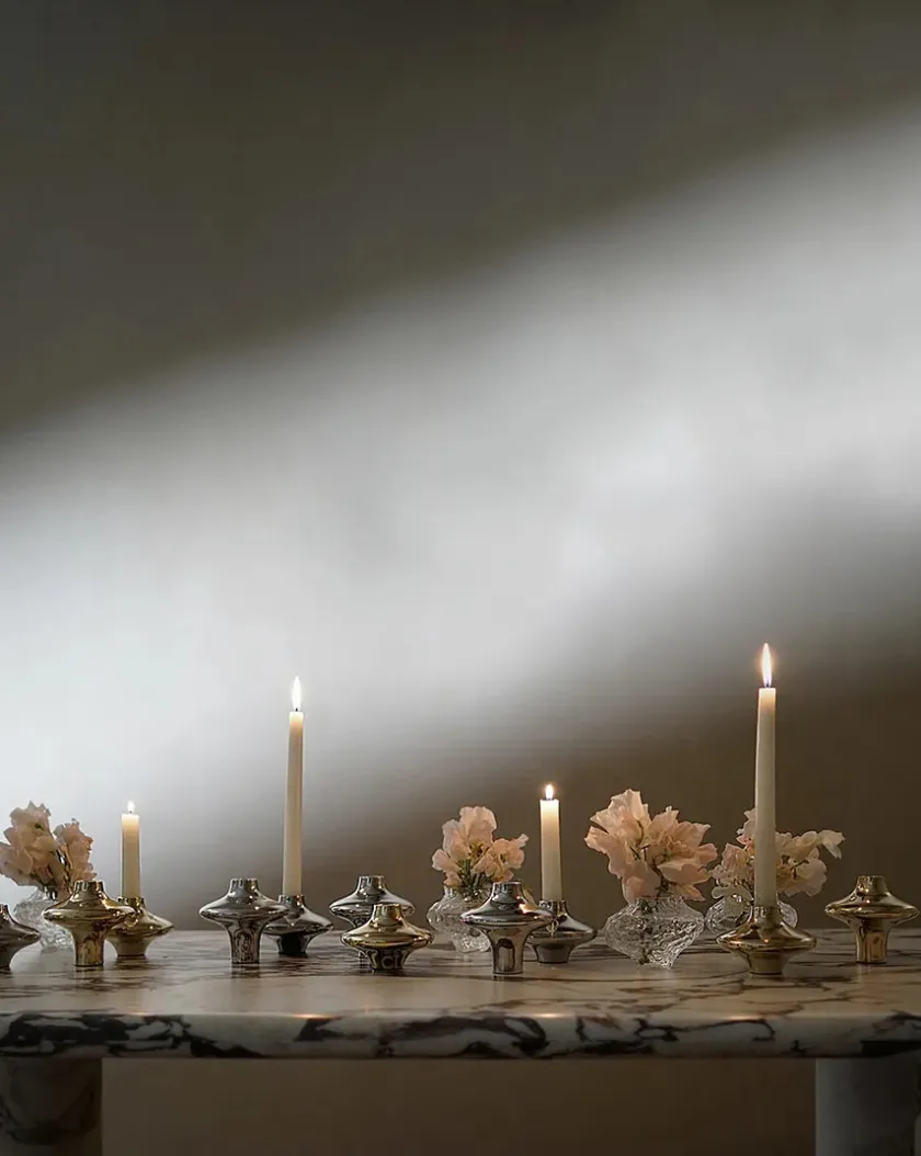 Hein Studio Doublet Candleholder Large, gold fra> Lysestager