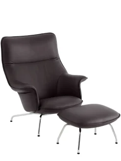 Muuto Doze Lounge Chair inkl. Fodskammel, easy leather root fra> Fodskamler|Lænestole