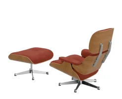 Vitra Eames Lounge Chair, kirsebær, calma brandy inkl. Fodskammel fra><noscript><img width=