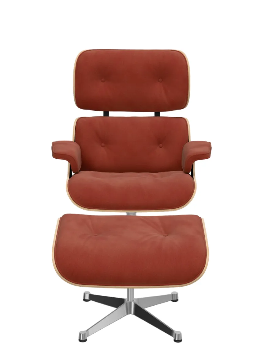 Vitra Eames Lounge Chair, kirsebær, calma brandy inkl. Fodskammel fra> Fodskamler|Loungestole