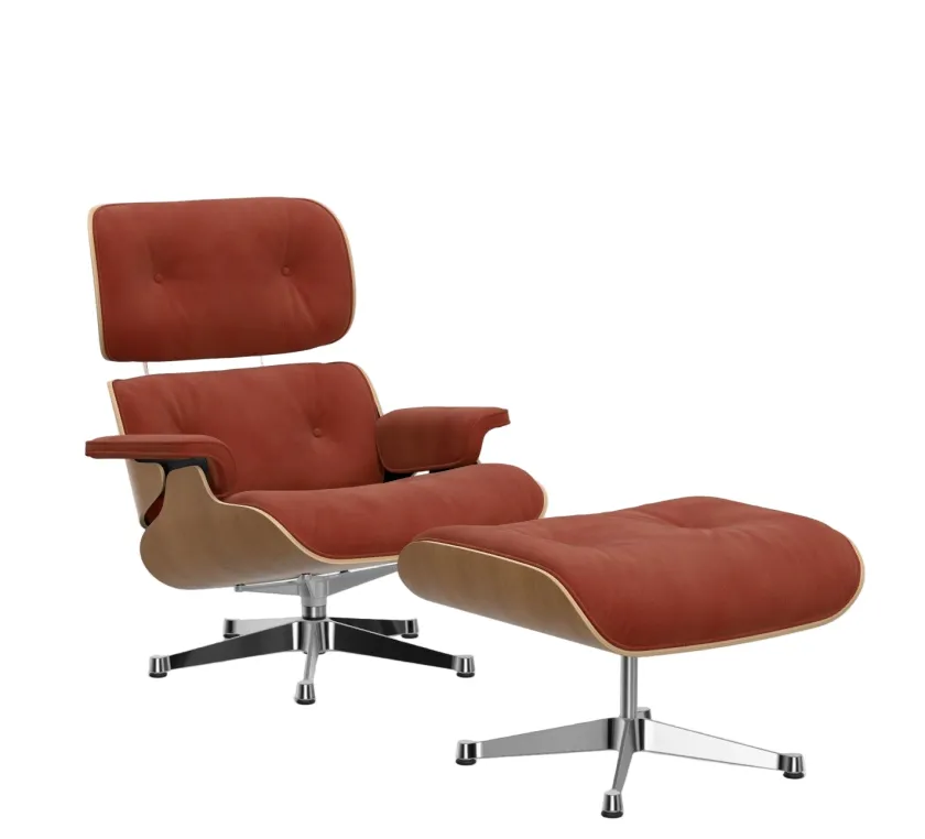 Vitra Eames Lounge Chair, kirsebær, calma brandy inkl. Fodskammel fra> Fodskamler|Loungestole