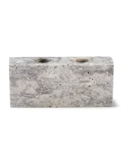 Wabi Sabi Nordic Epode Lysestage 14 cm, travertin silver fra><noscript><img width=