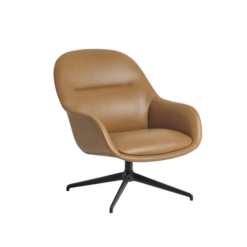 Muuto Fiber Lounge Armchair, Ecriture 240 grå swivel base fra> Loungestole|Lænestole