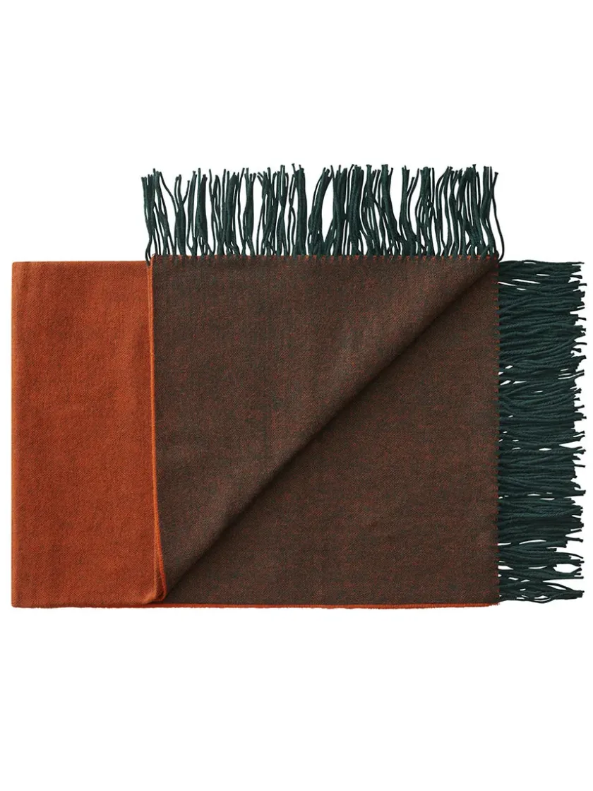 Silkeborg Uldspinderi Franja Plaid, green/orange fra> Puder Og Plaider