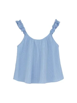 Aiayu Frill Top, check mix blue fra><noscript><img width=