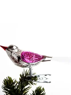 Brink Nordic Fugl m. Klemme 10 cm, sølvfarvet/rød fra><noscript><img width=