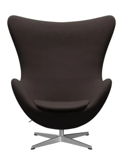 Fritz Hansen Ægget, sort læder/aluminium af Arne Jacobsen><noscript><img width=