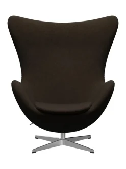 Fritz Hansen Ægget, sort læder/aluminium af Arne Jacobsen><noscript><img width=