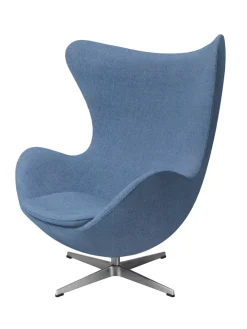 Fritz Hansen Ægget, sort læder/aluminium af Arne Jacobsen><noscript><img width=