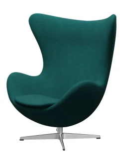 Fritz Hansen Ægget, sort læder/aluminium af Arne Jacobsen><noscript><img width=