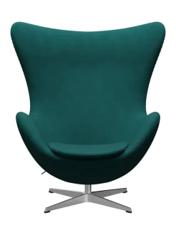 Fritz Hansen Ægget, sort læder/aluminium af Arne Jacobsen><noscript><img width=