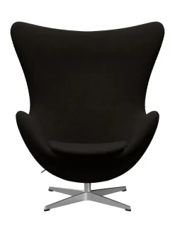 Fritz Hansen Ægget, sort læder/aluminium af Arne Jacobsen><noscript><img width=