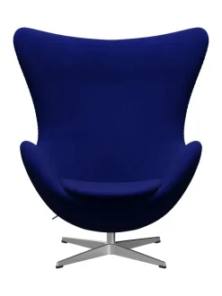 Fritz Hansen Ægget, sort læder/aluminium af Arne Jacobsen><noscript><img width=