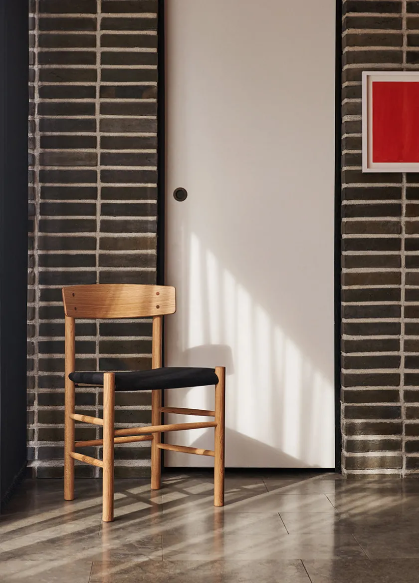 Fredericia Furniture J39 Folkestolen Sædepolstret, Cognac Læder af Børge Mogensen> Spisebordsstole