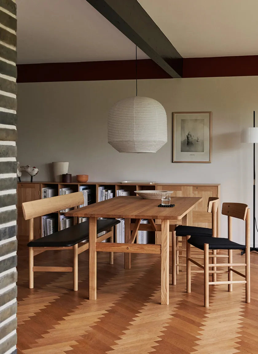 Fredericia Furniture J39 Folkestolen Sædepolstret, Cognac Læder af Børge Mogensen> Spisebordsstole