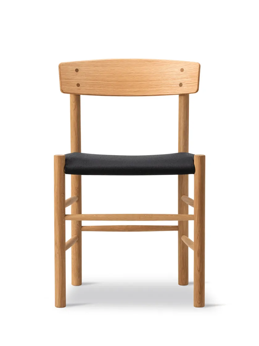 Fredericia Furniture J39 Folkestolen Sædepolstret, Cognac Læder af Børge Mogensen> Spisebordsstole