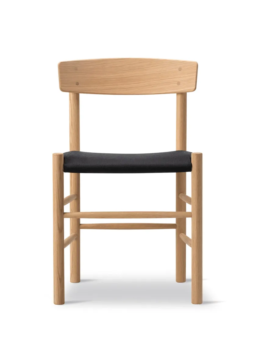 Fredericia Furniture J39 Folkestolen Sædepolstret, Cognac Læder af Børge Mogensen> Spisebordsstole