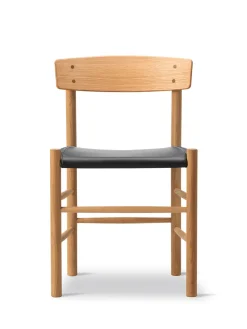 Fredericia Furniture J39 Folkestolen Sædepolstret, Cognac Læder af Børge Mogensen><noscript><img width=