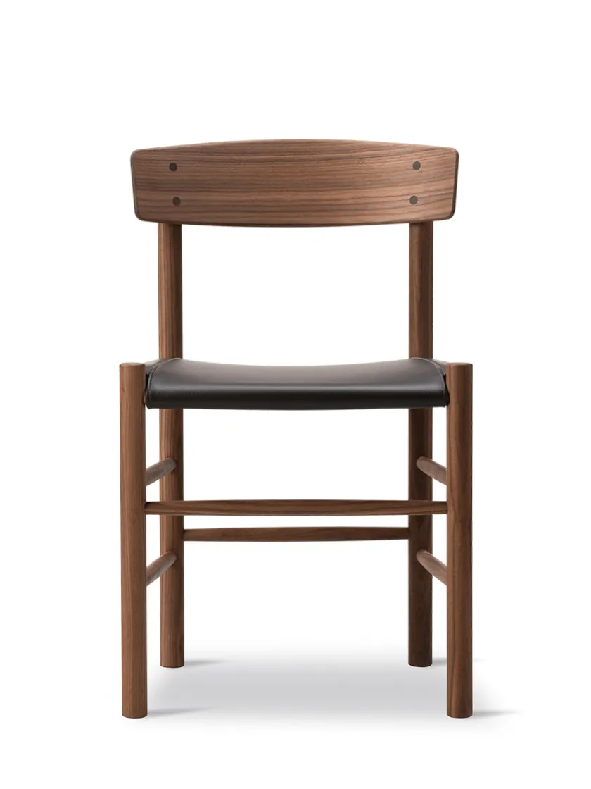 Fredericia Furniture J39 Folkestolen Sædepolstret, Cognac Læder af Børge Mogensen> Spisebordsstole