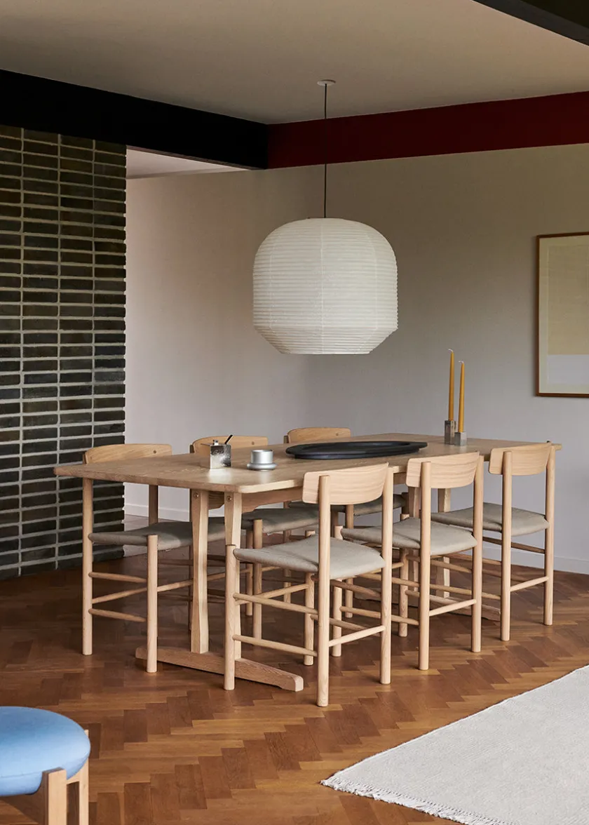 Fredericia Furniture J39 Folkestolen Sædepolstret, Cognac Læder af Børge Mogensen> Spisebordsstole