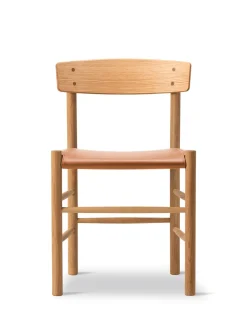 Fredericia Furniture J39 Folkestolen Sædepolstret, Natur Canvas af Børge Mogensen><noscript><img width=