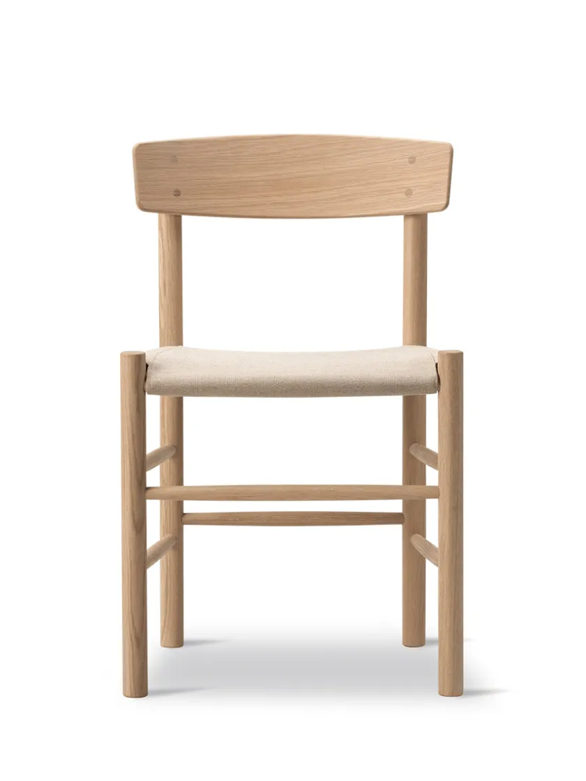 Fredericia Furniture J39 Folkestolen Sædepolstret, Natur Canvas af Børge Mogensen> Spisebordsstole