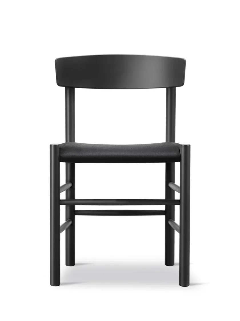 Fredericia Furniture J39 Folkestolen Sædepolstret, Sort Canvas af Børge Mogensen> Spisebordsstole