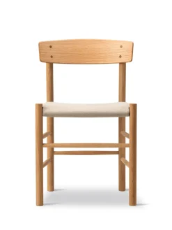 Fredericia Furniture J39 Folkestolen Sædepolstret, Sort Canvas af Børge Mogensen><noscript><img width=