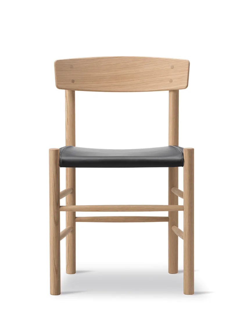 Fredericia Furniture J39 Folkestolen Sædepolstret, Sort Canvas af Børge Mogensen> Spisebordsstole