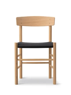 Fredericia Furniture J39 Folkestolen Sædepolstret, Sort Canvas af Børge Mogensen><noscript><img width=