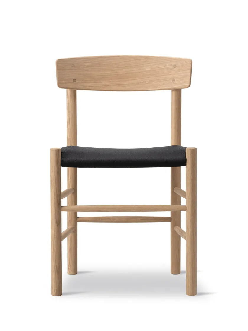 Fredericia Furniture J39 Folkestolen Sædepolstret, Sort Canvas af Børge Mogensen> Spisebordsstole