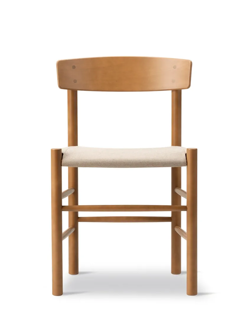 Fredericia Furniture J39 Folkestolen Sædepolstret, Sort Canvas af Børge Mogensen> Spisebordsstole