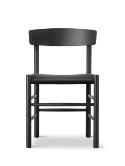 Fredericia Furniture J39 Folkestolen Sædepolstret, Mørkebrun Læder af Børge Mogensen><noscript><img width=