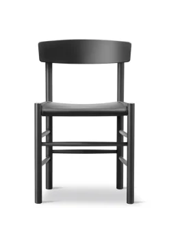 Fredericia Furniture J39 Folkestolen Sædepolstret, Mørkebrun Læder af Børge Mogensen><noscript><img width=