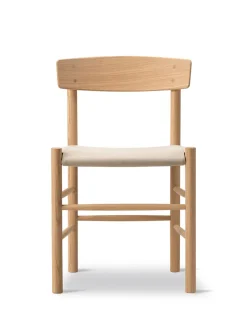 Fredericia Furniture J39 Folkestolen Sædepolstret, Mørkebrun Læder af Børge Mogensen><noscript><img width=