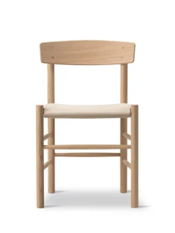 Fredericia Furniture J39 Folkestolen Sædepolstret, Sort Læder af Børge Mogensen><noscript><img width=