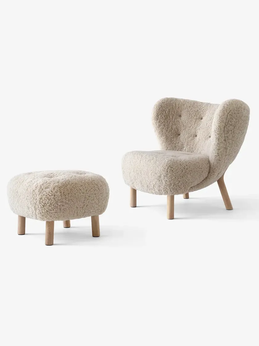 &Tradition Little Petra inkl. skammel, Sheepskin Moonlight fra> Lænestole