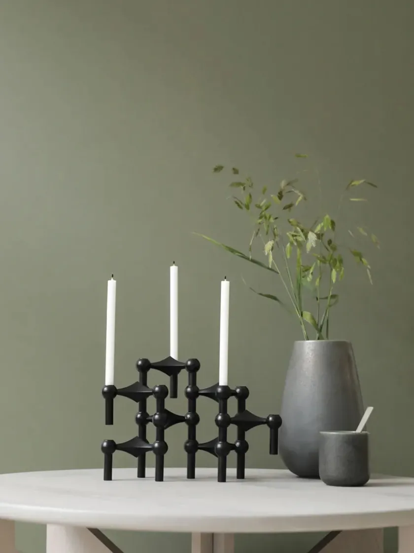 STOFF Nagel Nagel Lysestage, sort krom fra> Lysestager