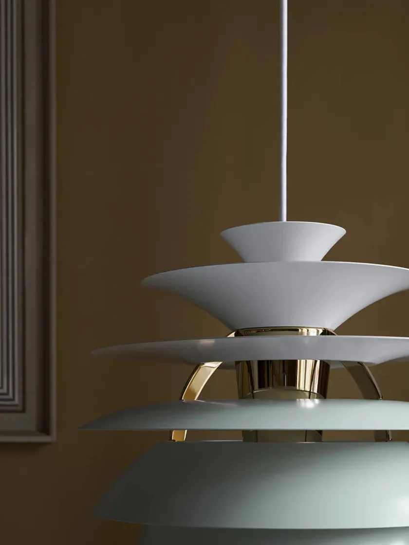 Louis Poulsen PH Snowball, dusty blue/chrome af Poul Henningsen> Spots|Pendler