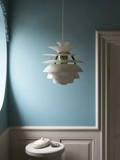 Louis Poulsen PH Snowball, soft white/chrome af Poul Henningsen><noscript><img width=