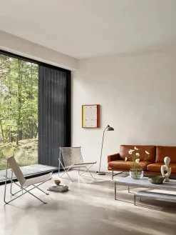 Fritz Hansen PK4 Loungestol i natur, sort stel af Poul Kjærholm><noscript><img width=