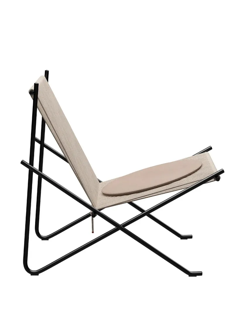 Fritz Hansen PK4 Loungestol i natur, stålstel af Poul Kjærholm> Loungestole|Lænestole