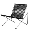 Fritz Hansen PK4 Loungestol i sort, stålstel af Poul Kjærholm> Loungestole|Lænestole