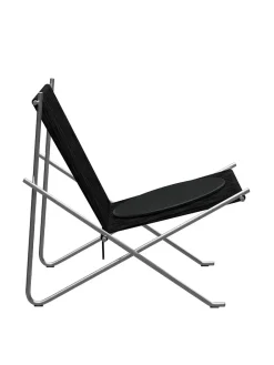 Fritz Hansen PK4 Loungestol i sort, stålstel af Poul Kjærholm><noscript><img width=