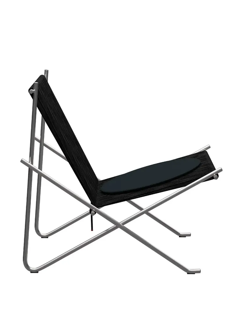 Fritz Hansen PK4 Loungestol i sort, stålstel af Poul Kjærholm> Loungestole|Lænestole