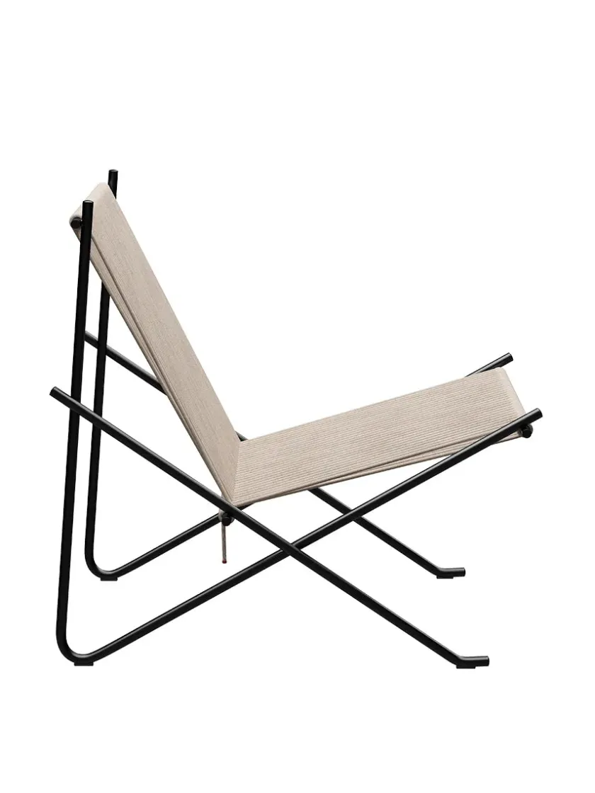 Fritz Hansen PK4 Loungestol i sort, stålstel af Poul Kjærholm> Loungestole|Lænestole
